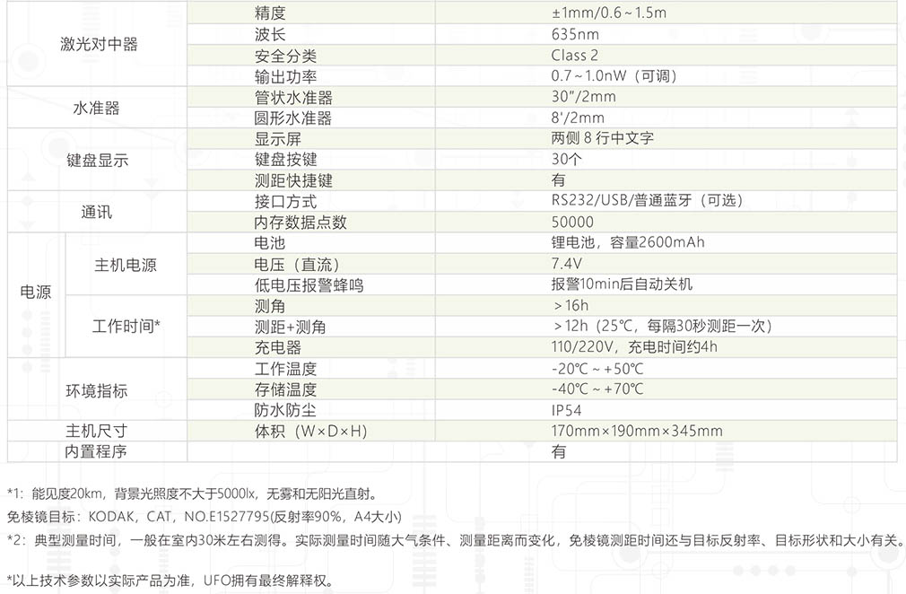 T3全站儀技術參數(shù)